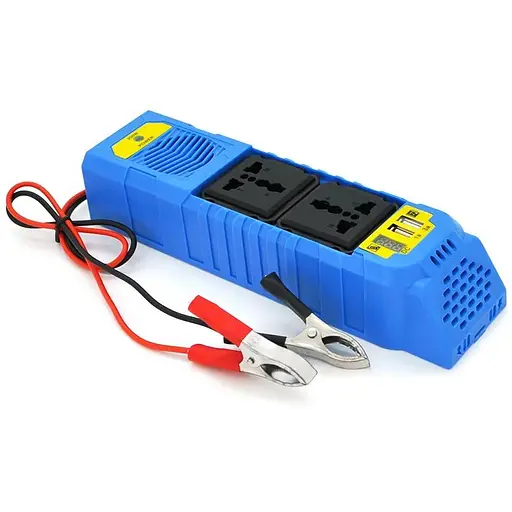 Інвертор напруги Voltronic WS-105, 150Вт, 12/220 з апроксимованою синусоїдою, 2xUSB 5V1A, 2 універсальна розетка, крокодили + дроти, BOX, Q50