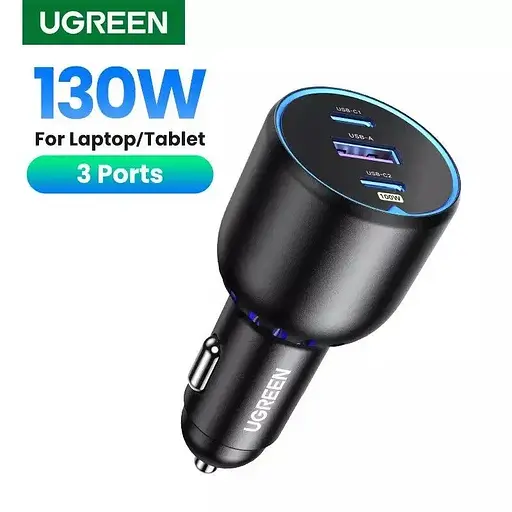 Автозарядный Ugreen CD293 130W 3 USB type-C адаптер быстрой зарядки (90413) - фото 2