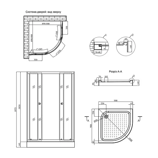 Душевая кабина Kroner KRP Harz - C.F.G. 90x90 см CV029561, тонированная, хром матовый - фото 2