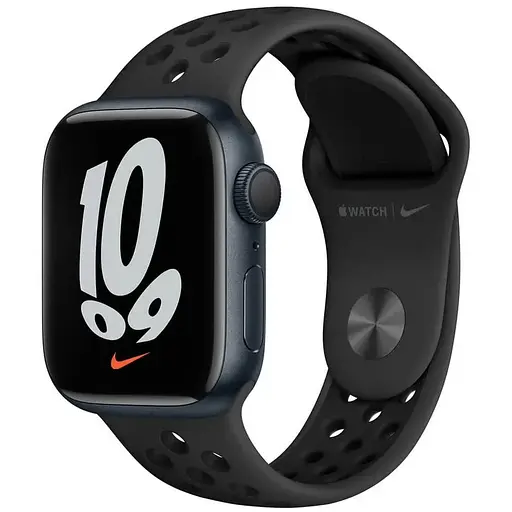 Apple Watch Series 7 41mm GPS Midnight Aluminium Case Anthracite/ Black Nike Sp/B MKN43 A2473 - фото 2