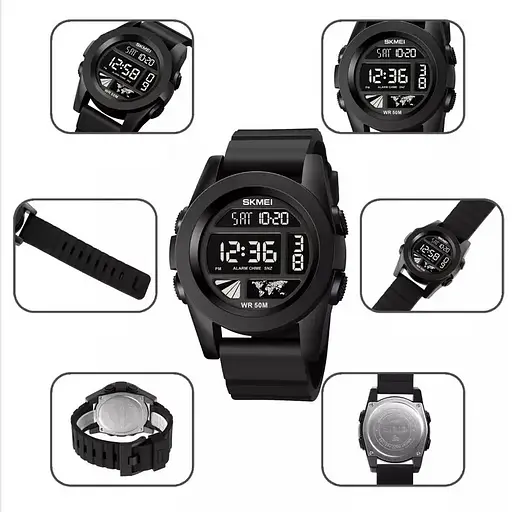 Чоловічий спортивний годинник Skmei 1906 Чорний циферблат - фото 5