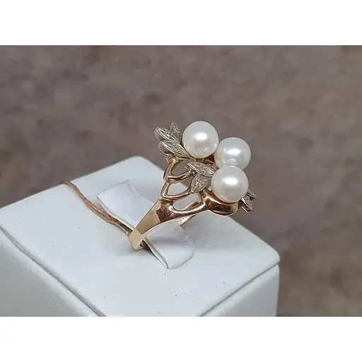 Золотое кольцо с бриллиантами и жемчугом. 8610082 18 - фото 4