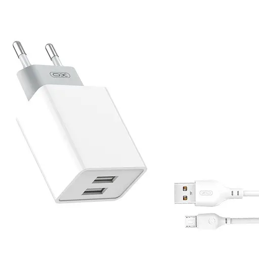 Адаптер мережний XO Micro USB Cable Dual USB charger L65 |2USB, 2.4A| - фото 1