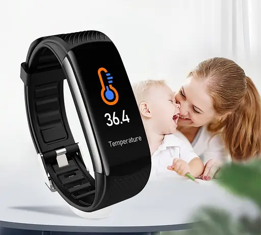 Умный фитнес браслет Lemfo C6T с датчиком температуры тела (Черный) - фото 6