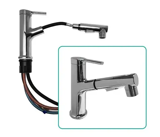 Змішувач для умивальника Zegor KFL10-A012 з витяжною лійкою 3в1 30412 - фото 3