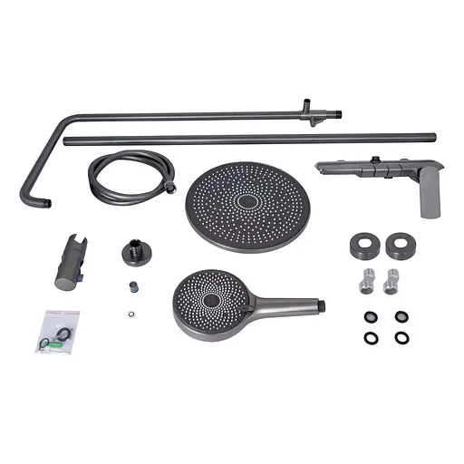 Душевая система универсальная Qtap Slavonice на три потребителя (с изливом) QTSLA111GMB45905 Gunmetal Black PVD, Шлифованный черный хром - фото 12