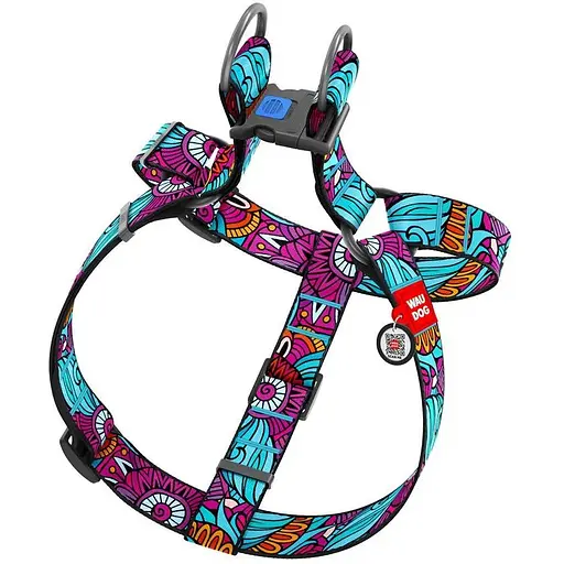 Шлея для собак Waudog Nylon з QR паспортом, малюнок "Літо", пластиковий фастекс, XL - фото 2