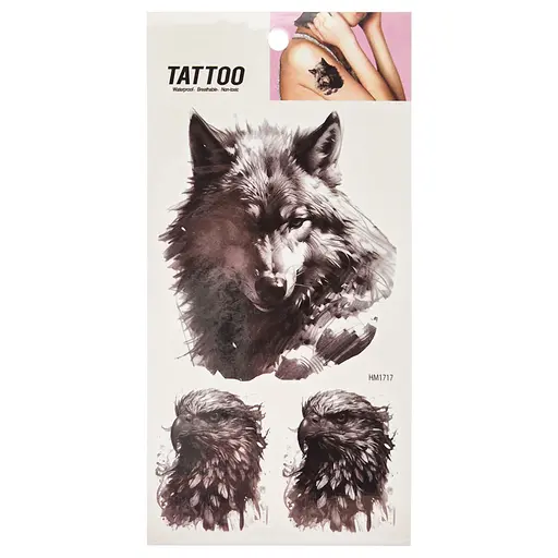 Временная татуировка "Волк и орел Tattoo" Bambi 1020-HM1717 - фото 1