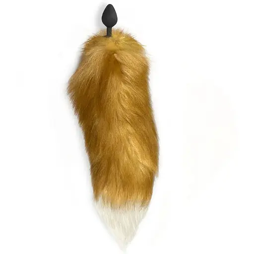 Силіконова анальна пробка Art of Sex з хвостом із натурального хутра Size M Red fox - фото 3