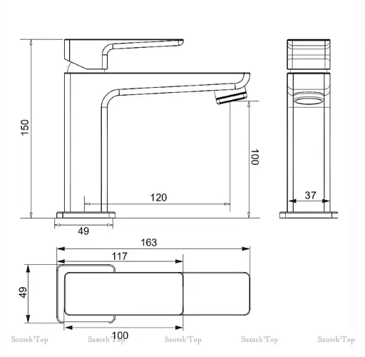 Змішувач для раковини Omnires Parma grafit (PM7410GR) - фото 4
