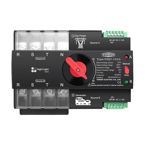 Автоматический переключатель (АВР) под DIN-рейку TOMZN TOQ7/4P 125A 4 полюса (51-00118)