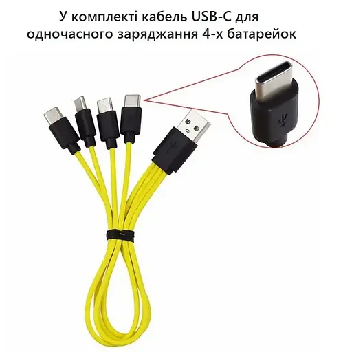 Аккумулятор 14500 LiitoKala Li-ion R6 2400mAh USB-T36 1.5V (4шт. АКБ + кабель) - фото 8