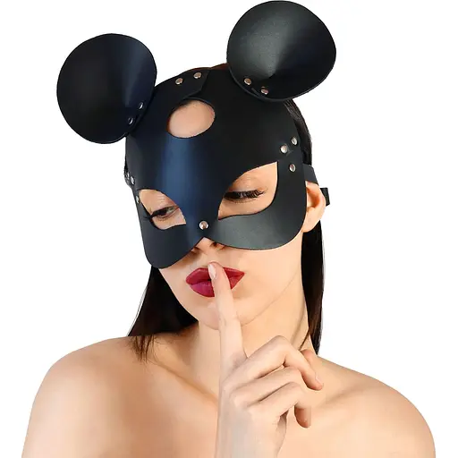 Шкіряна маска зайчика Art of Sex - Mouse Mask, колір Чорний