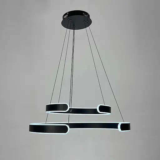 Подвесная люстра в черном двухъярусном корпусе 40+60 см Line F | Ст. 311C-600+400 BK - фото 5