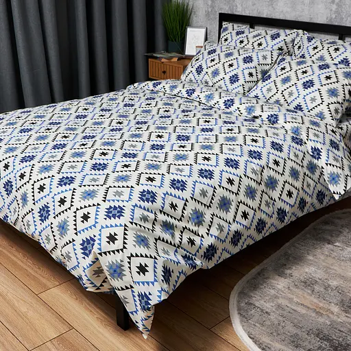 Пододеяльник Moon&Star Бязь Gold Люкс Blue Mosaic Полуторный 143x210 см - фото 1