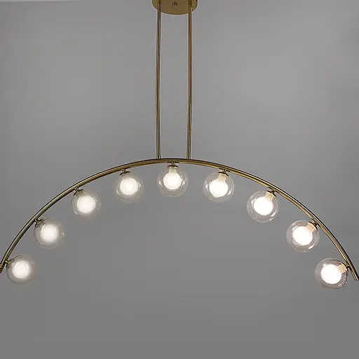 Золотая люстра-дуга на 9 двойных плафонов Line.F MJ 80/9 AB - фото 5