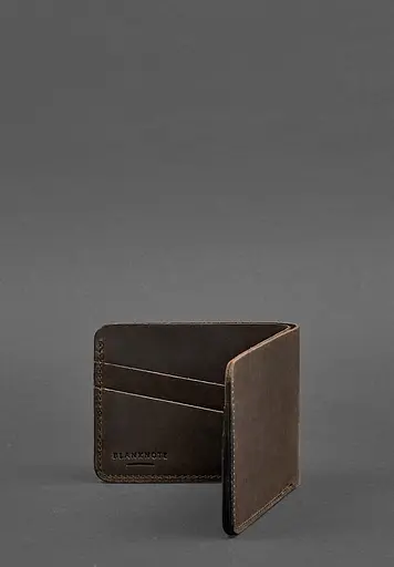Чоловіче шкіряне портмоне 4.1 (4 кишені) темно-коричневе - фото 4