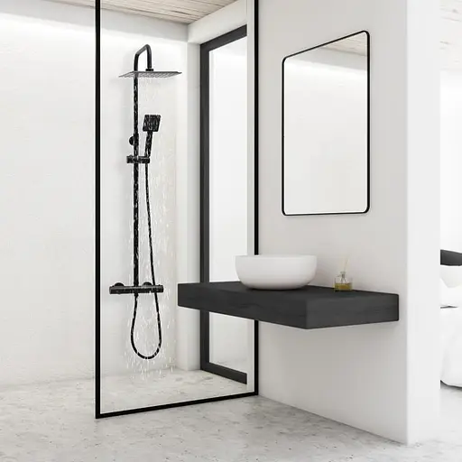 Душова система Yoka Flova 25 black з термостатом BP.FLOVA THERM 25 BLK, Чорний матовий - фото 2