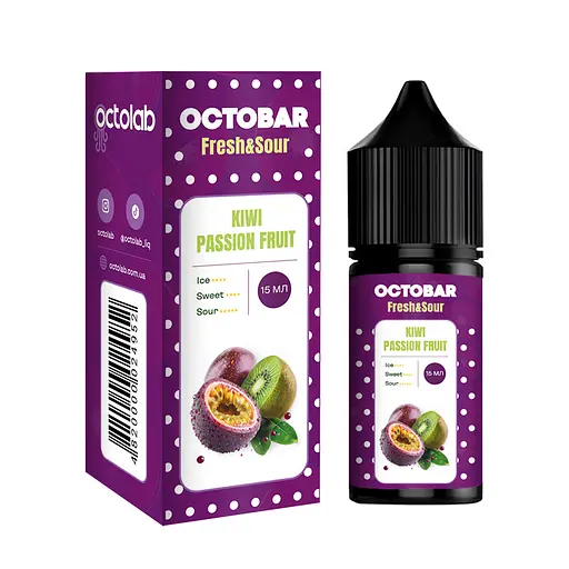Набір компонентів для самозамісу заправки сольової Octobar Fresh & Sour 30 мл Kiwi Passionfruit Ківі Маракуя, 0-65 мг (17885)