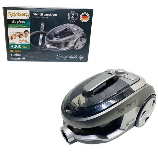 Пылесос с контейнером Rainberg RB-659-S 4 л колбовый без мешка для сухой уборки 4200 Вт Серый - фото 6