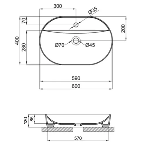 Раковина накладна Qtap Scorpio 600х400х120 мм, White, овальна, без донного клапана QT14118045W - фото 5