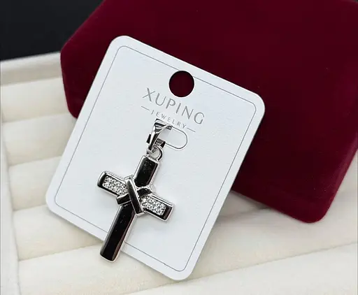 Хрестик універсальний для жінок Xuping медичне золото бутюжерія прикраса кулон на шию під срібло - фото 1