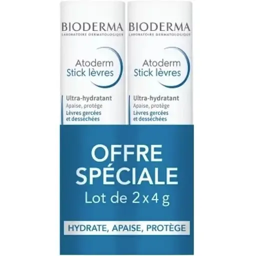 Набір бальзам для губ Bioderma Atoderm Stick Lèvres Ultra-Hydratant 8 г (2 шт. по 4 г) - фото 2