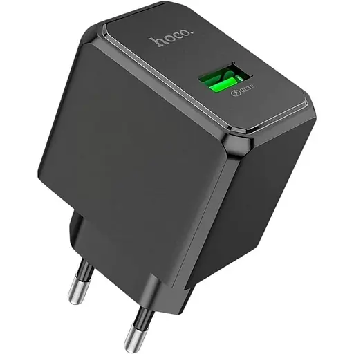 Мережевий зарядний пристрій Hoco CS12A QC3.0 1 USB швидке заряджання чорний