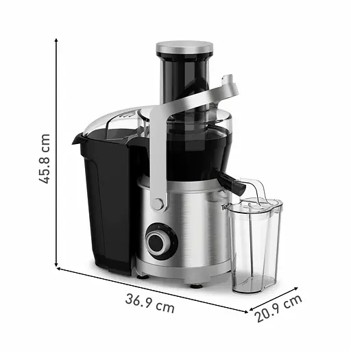 Tefal Соковитискач Nutri XXL відцентрований 1000Вт, чаша-0.8л, макуха-2.2л, жолоб на ціле яблуко, пластик/метал, чорний-нержавіюча сталь - фото 3