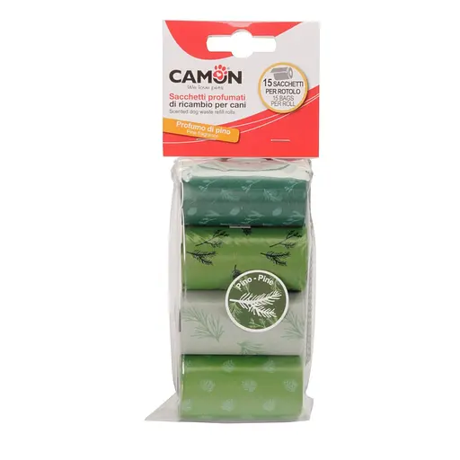 Пакети для собачих фекалій Camon з ароматом хвої зелені 6 см (4 рулони x 15 шт.) (B521/5)