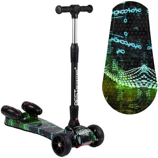 Дитячий самокат Best Scooter з турбінами та музикою 63х16х31 см Чорний 000254930