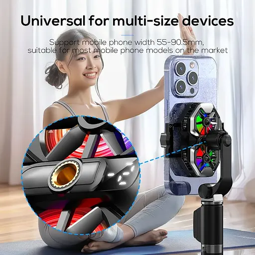 Кулер з екраном активне охолодження для телефону / планшета Memo DL21 шириною до 90,5 мм Black (18507) - фото 4