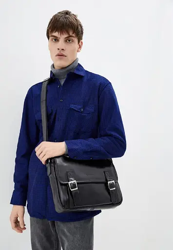 Чоловіча шкіряна сумка через плече з телячої шкіри TARWA 30.5х10х24 см sum0028328 - фото 1