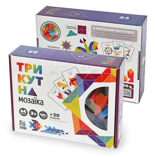 Дерев'яна гра "Трикутна мозаїка" Kupik 900194, 64 деталі - фото 3
