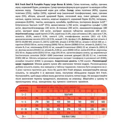 Сухий корм Brit Fresh для цуценят та молодих собак великих порід, з яловичиною та гарбузом, 12 кг - фото 4
