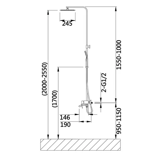 Душова система універсальна Qtap Swan Cascada на три споживача (з виливом) QTSWA111CRM45566 Chrome, Хром - фото 2