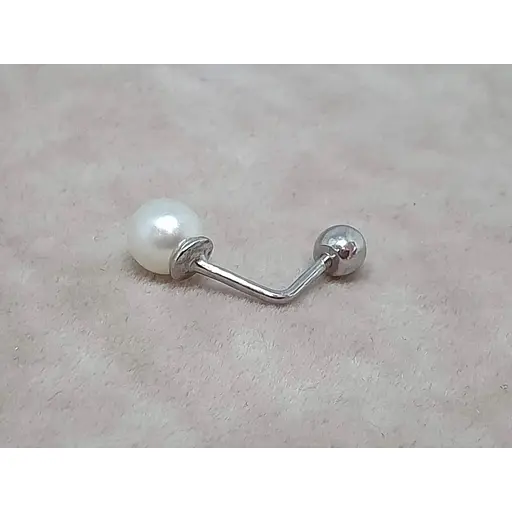 Срібна сережка для пірсингу пупка Umax з перлиною. 7030U - фото 2