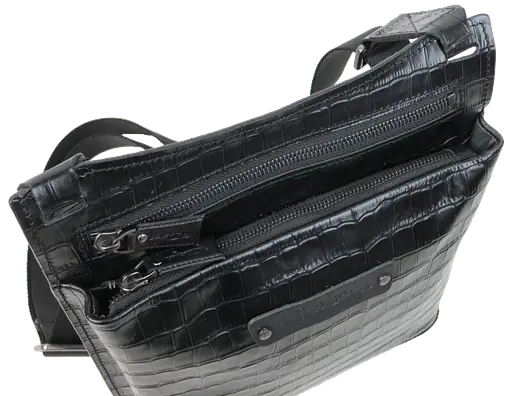 Мужская кожаная наплечная сумка под крокодила черная Mykhail Ikhtyar sum0028768 - фото 8