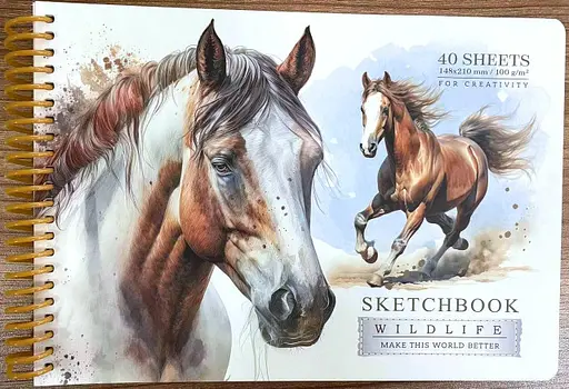 Скетчбук N9653 А5, 40 аркушів, чисті аркуші, 100 г/м²