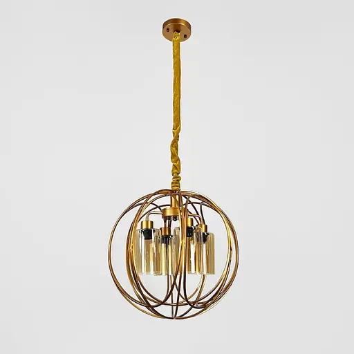 Люстра Лофт у мідному корпусі форми плетена сфера Ø 50 см | Line F | Арт. 12575/4 - фото 3