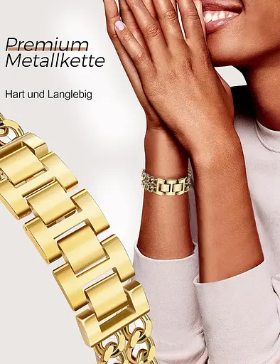 JR.DM Металевий ремінець Gold, сумісний з ремінцем Apple Watch 38 мм 40 мм 41 мм 42 мм 44 мм 45 мм 46 мм, подвійні ланцюжки - фото 7