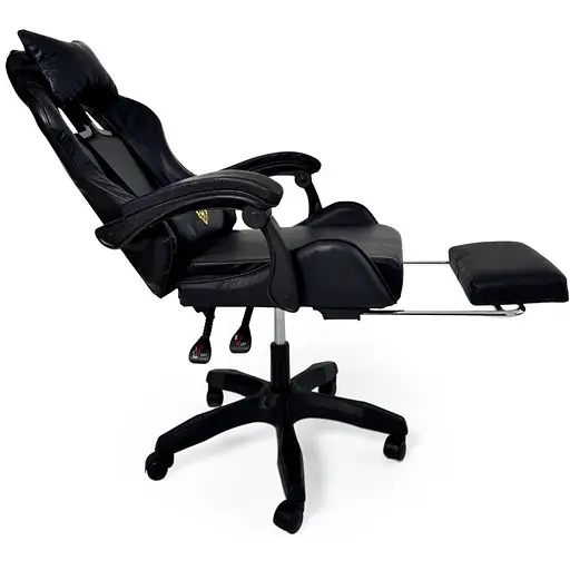 Геймерське крісло Primaveo з ергономічними подушками та висувною підставкою для ніг чорне - фото 4