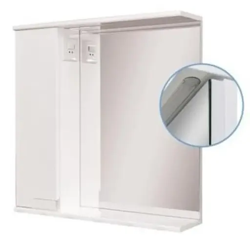 Зеркало ПиК Симпл со шкафчиком и LED подсветкой 70 см левое 30412 - фото 2