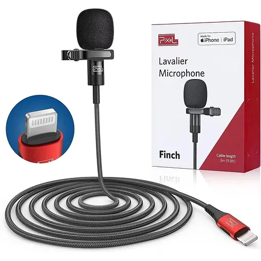 Мікрофон Pixel Lavalier для iPhone (сертифікований Apple MFi) мікрофон Lav для iPhone для відеоблогів зовнішній