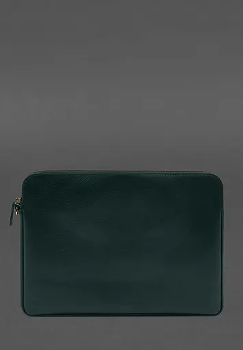 Кожаный чехол BlankNote для ноутбука на молнии с карманом и петлей на руку Зеленый - фото 4