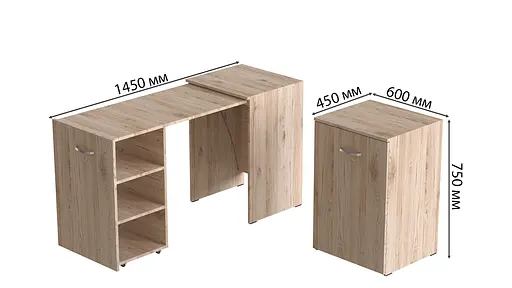 Стіл-тумба трансформер Смарт 1/2 Ferrum-decor 750x1450x600 ДСП Дуб Сан-Марино 16 мм (FRD-105075) - фото 4