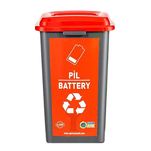 Бак сортувальний Planet для батарейок 50 л антрацитово-червоний (00-00020304) - фото 2