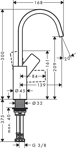 Змішувач Hansgrohe Vivenis 210 для умивальника з поворотним носиком Chrome 75032000 Хром - фото 2