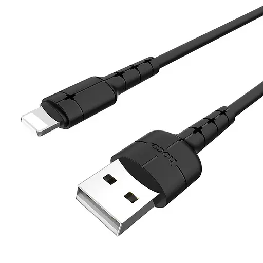 Кабель USB - Lightning Hoco X30 Star с индикатором включения питания черный - фото 1