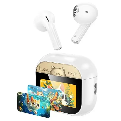 Беспроводные наушники с интеллектуальным дисплеем на кейсе HOCO EW89 Белый  - фото 1
